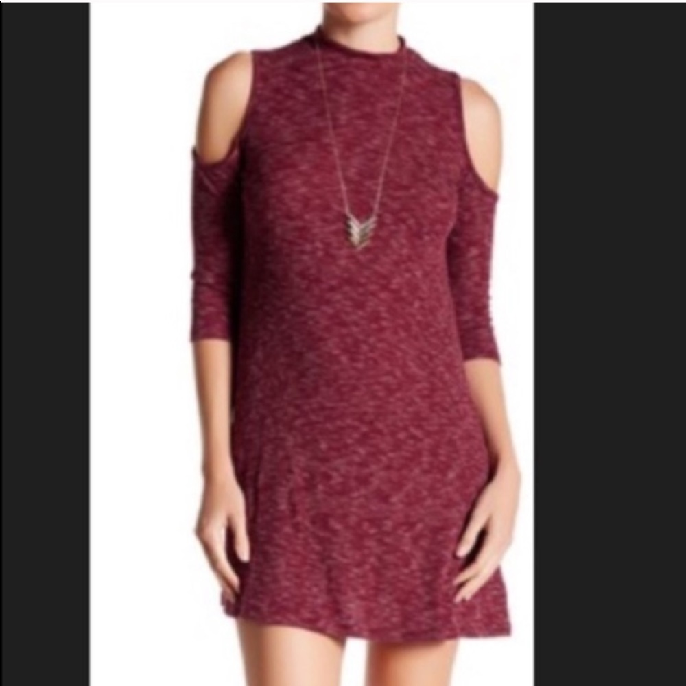 Want & Need- Woman’s Cold Shoulder Rib Knit Dress